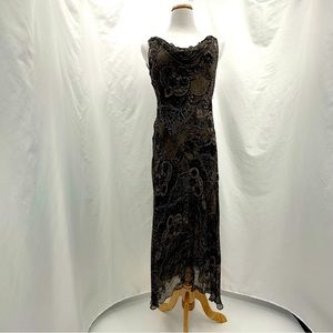 WHBM Womens Dress Size 6 Black Tan Sleeveless Long Two Piece High Low